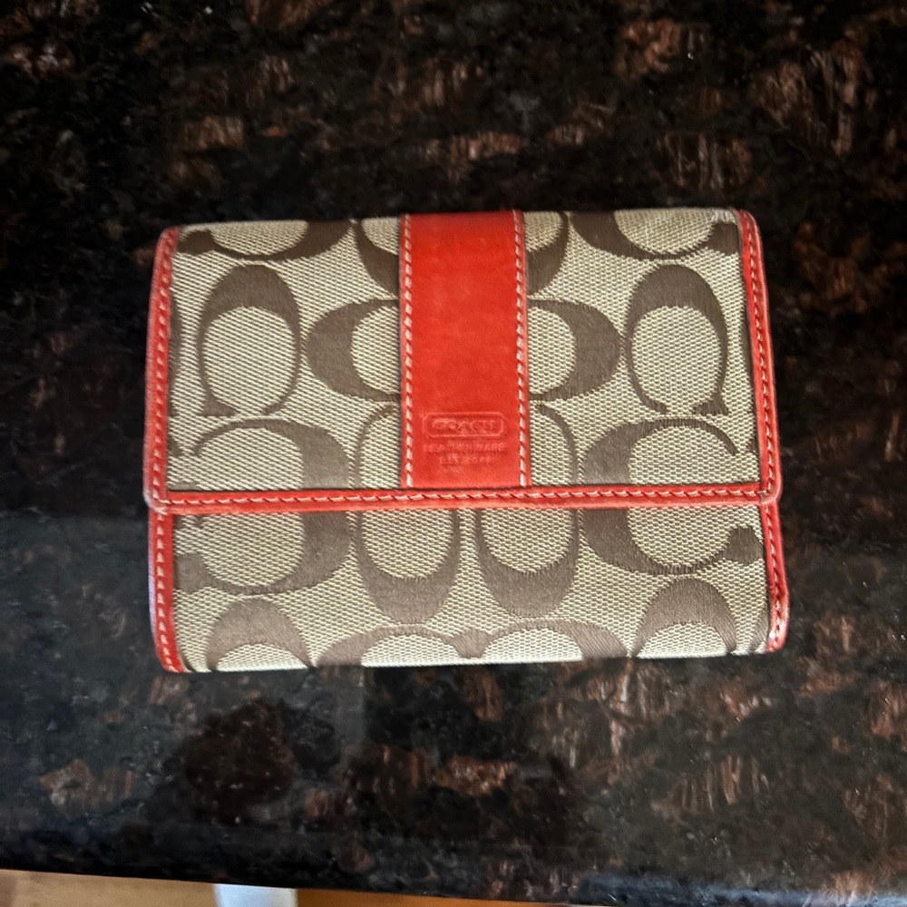 Coach wallet- brown and red